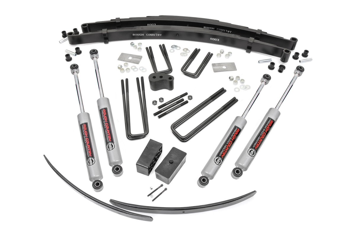 Plymouth Trailduster Suspension Lift Kit - Rough Country - 4 Inch Lift with Rear Blocks - 1974